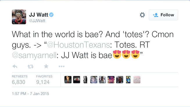 Don't Call J.J. Watt 'Bae' 