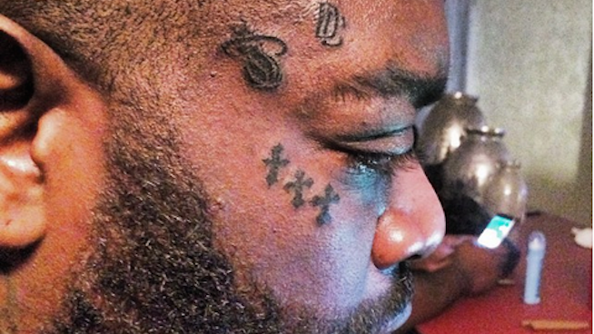 Rick Ross Gets Miami Heat Tattoo on His Face