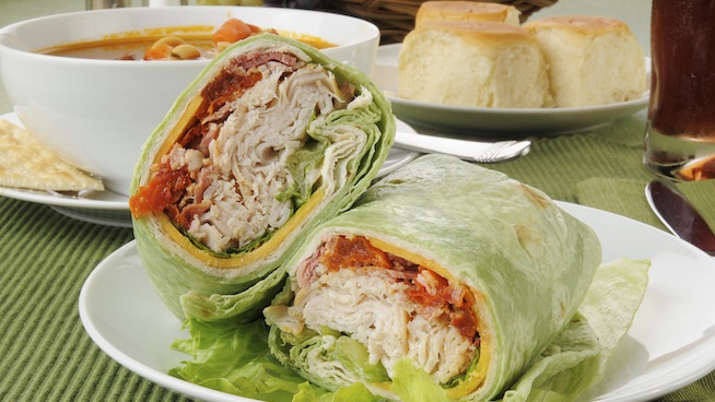 Turkey Wrap with Chicken Noodle Soup