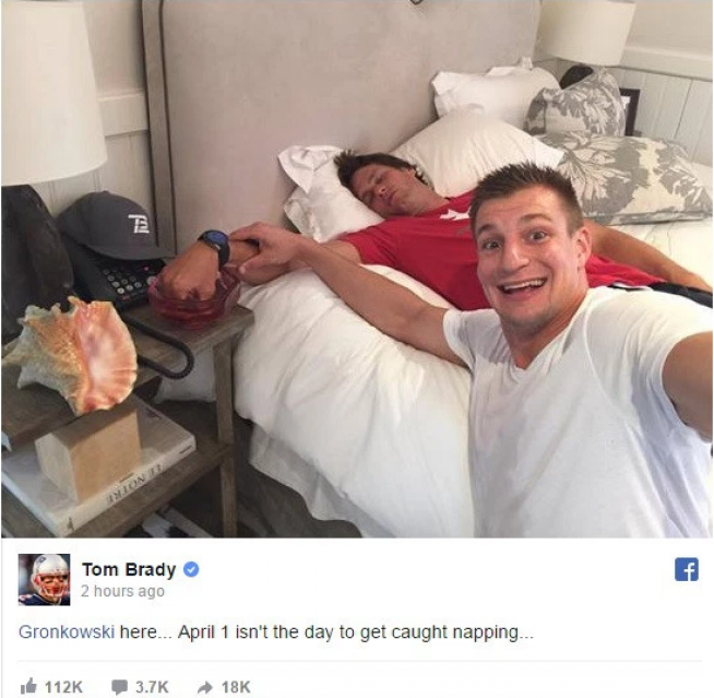 Gronk Facebook Post Tom Brady Prank 
