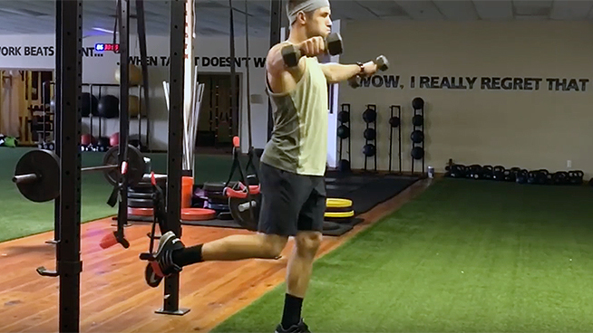 Reverse Lunge with Lateral Raise 2 