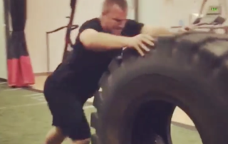 Mike Trout Push Around This Tractor Tire Filled with 300 Pounds of Dumbbells