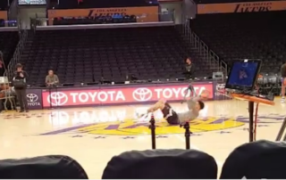 D'Angelo Russell Uses Incredible Upper Body Strength to Hit a Halfcourt Shot While Sitting on the Ground - STACK