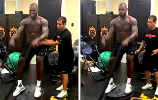 LeBron James Gets After it With Battle Ropes While Balancing on a BOSU Ball
